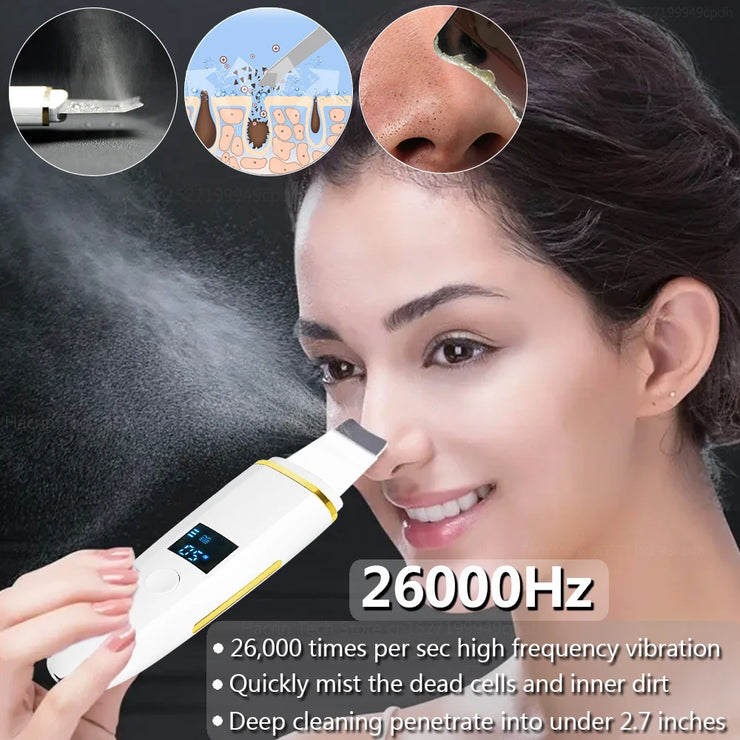 Ultrasonic Skin Scrubber Remover Blackhead Ultrasonic Peeling Facial Scrubber Shovel Face Lifting Remove Pore Acne Deep Cleaning