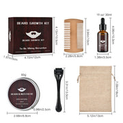5pcs/set Men Beard Kit Styling Tool Beard Bib Aprons Balm Beard Oil Comb Moisturizing Wax Styling Scissors Beard Care Set